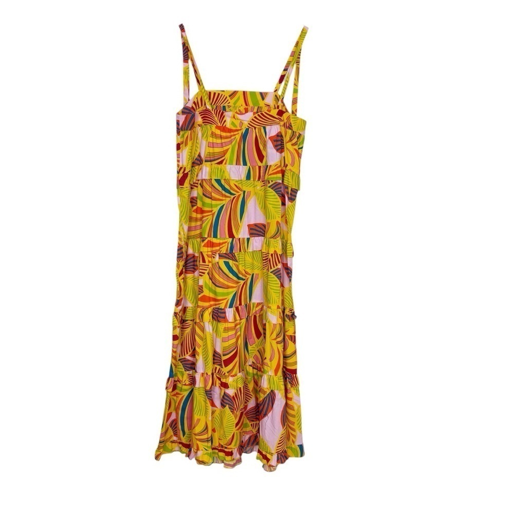 Flora Bea NYC Carey Maxi Dress Yellow Tiered Ruffle Small NWOT - Picture 2 of 12